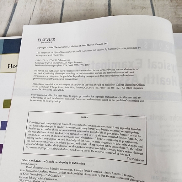 Jarvis Physical Examination & Assessment Textbook 2nd Canadian Ed Elsevier 2014 - Picture 10 of 11